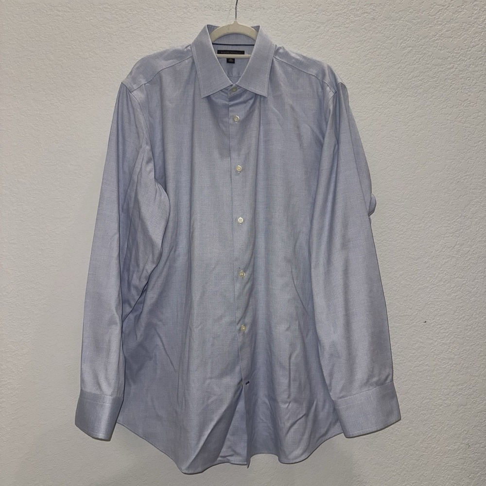 Banana Republic Mens XL(17-17.5) Blue Button Up Dress Shirt Non Iron Slim Fit
